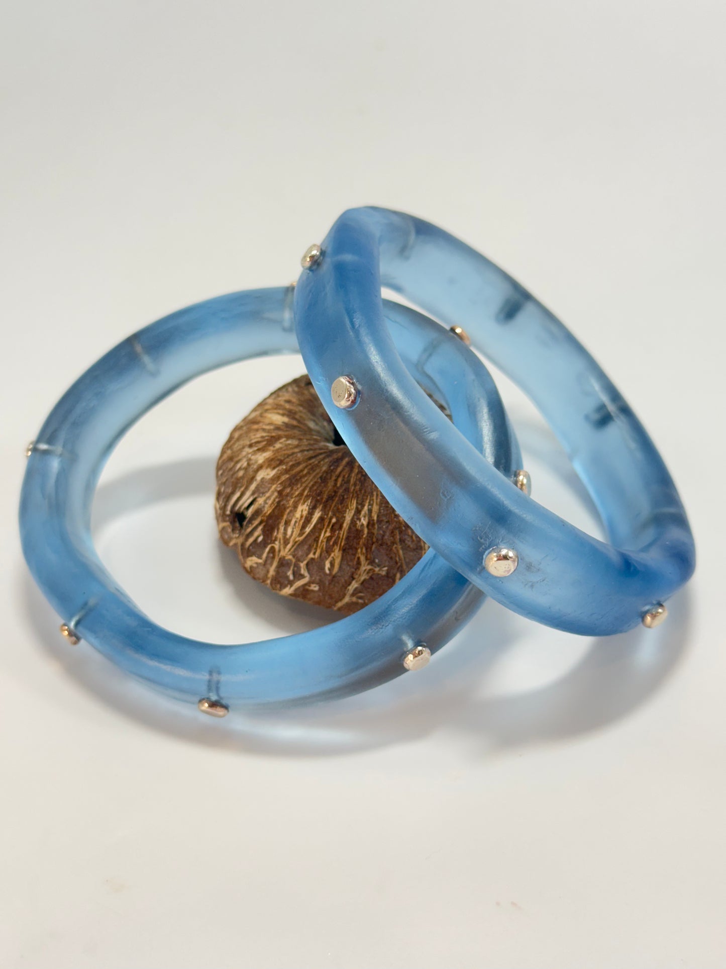 Translucent Blue resin Thick KWD Classic & silver Bangle
