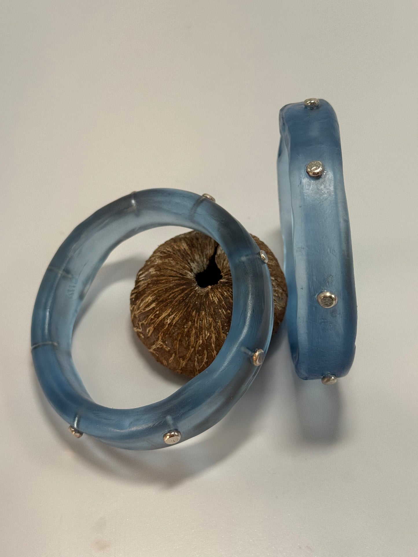 Translucent Blue resin Thick KWD Classic & silver Bangle