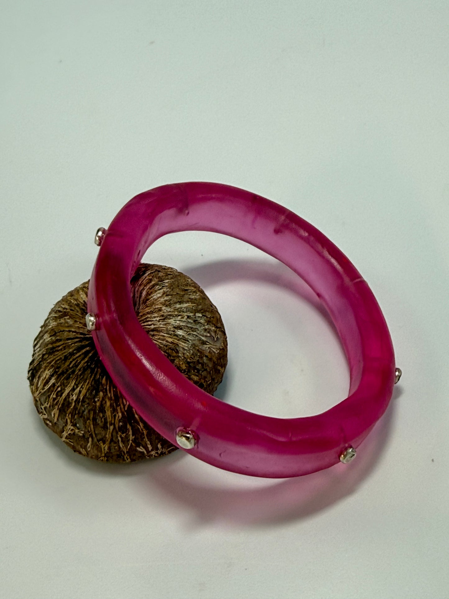 Translucent Strawberry Red resin Thick KWD Classic & silver Bangle