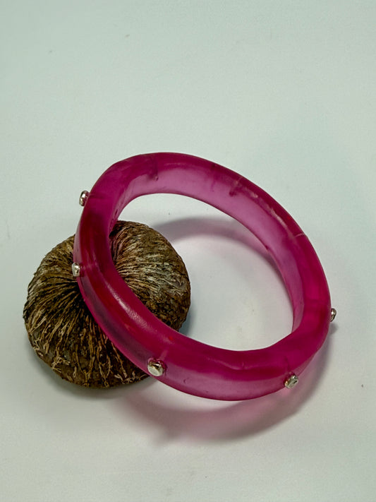 Translucent Strawberry Red resin Thick KWD Classic & silver Bangle