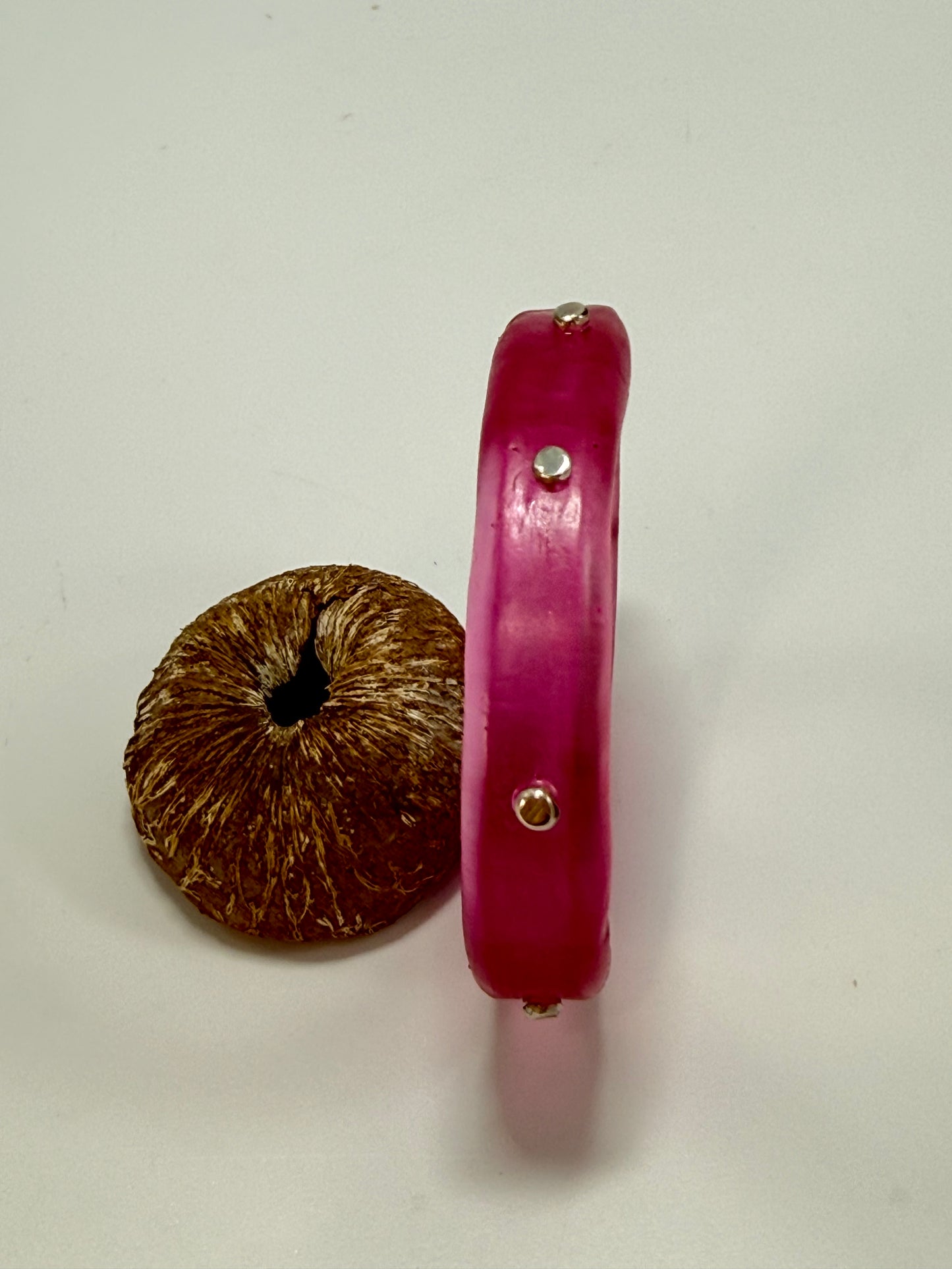 Translucent Strawberry Red resin Thick KWD Classic & silver Bangle