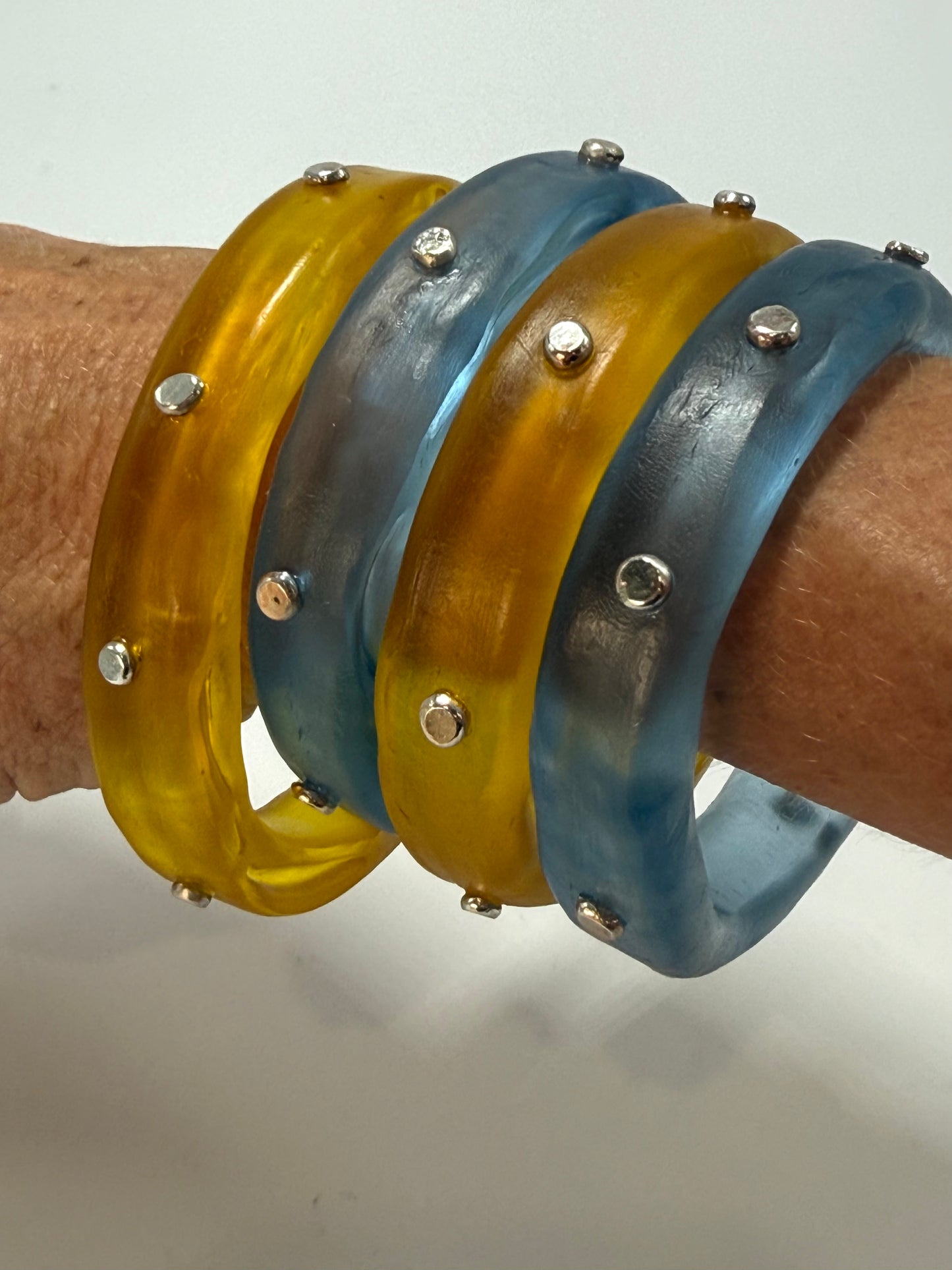 Translucent Yellow resin Thick KWD Classic & silver Bangle