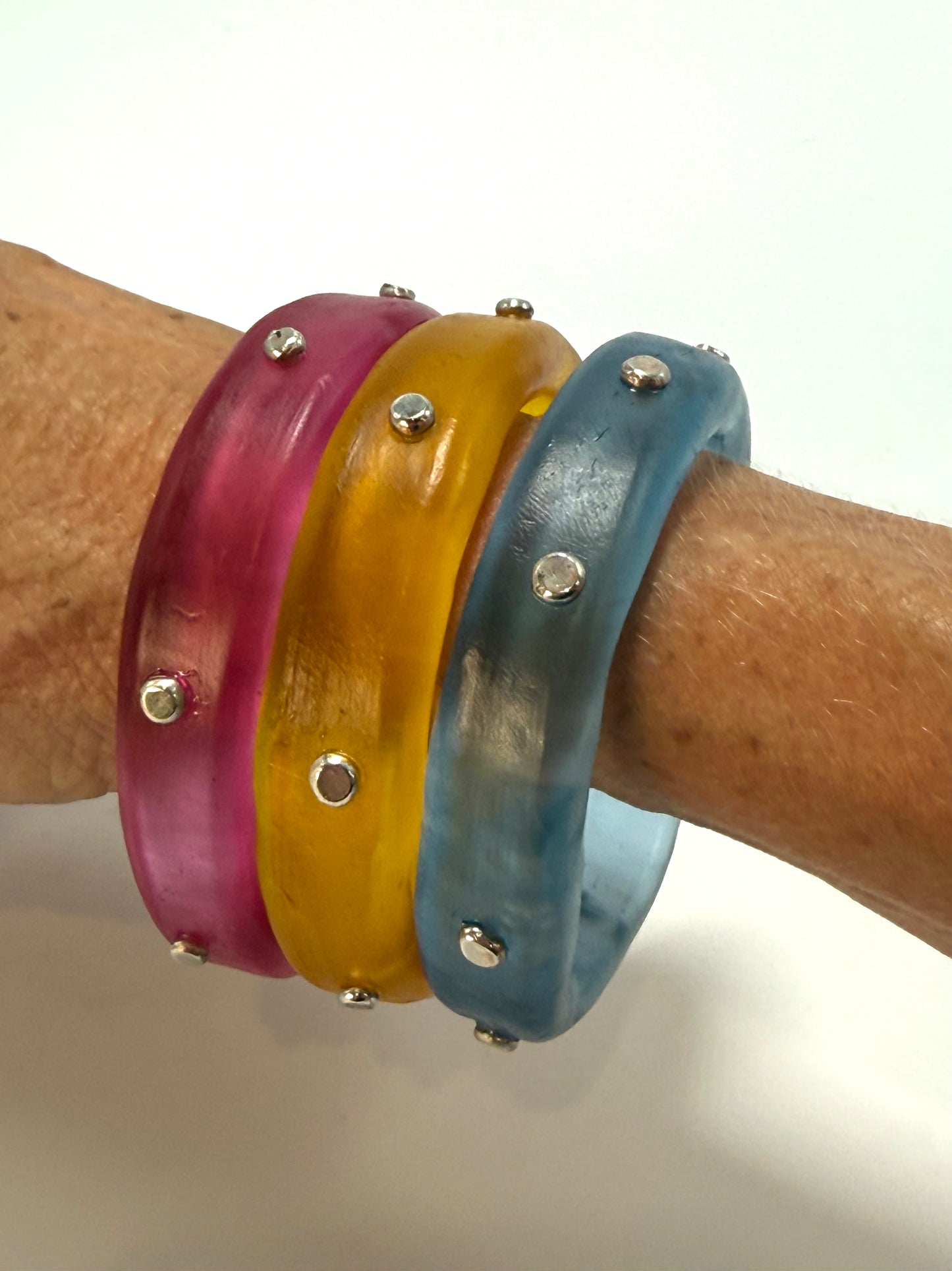 Translucent Blue resin Thick KWD Classic & silver Bangle
