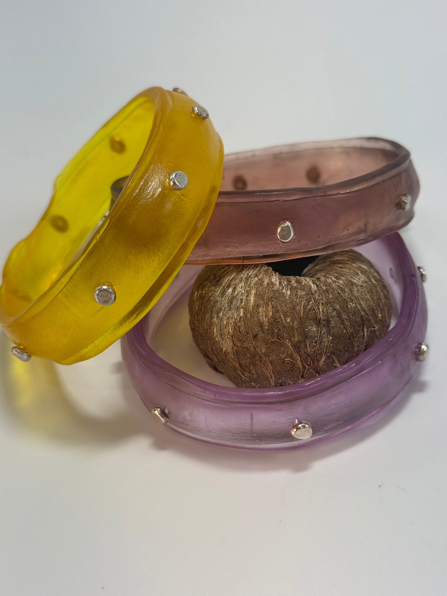 Pale Purple resin bangle with Sterling silver XL