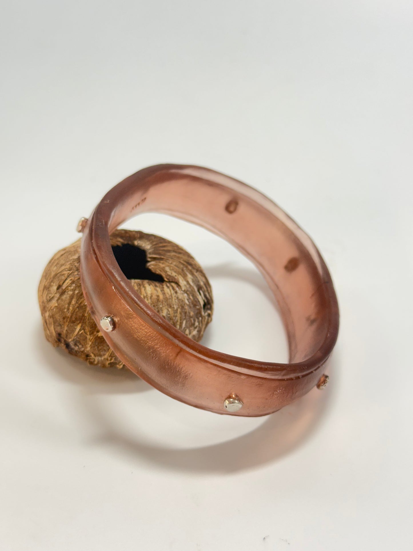 Translucent Brown resin bangle with Sterling silver XL