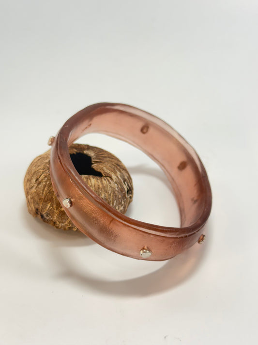 Translucent Brown resin bangle with Sterling silver XL