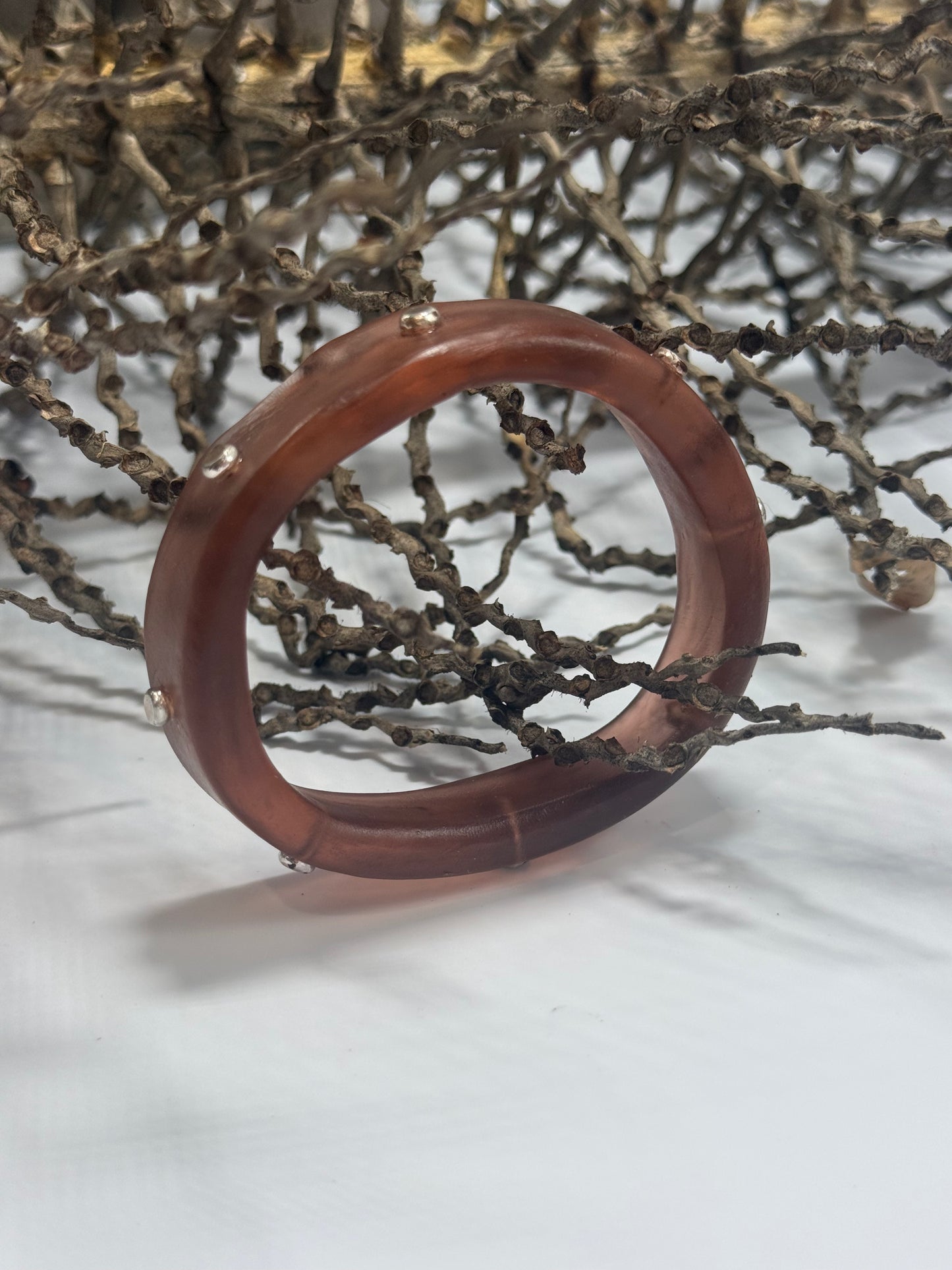 Translucent Brown resin KWD Classic & silver Bangle