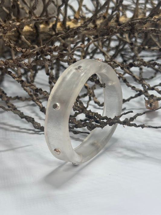 Clear resin KWD Classic & silver Bangle