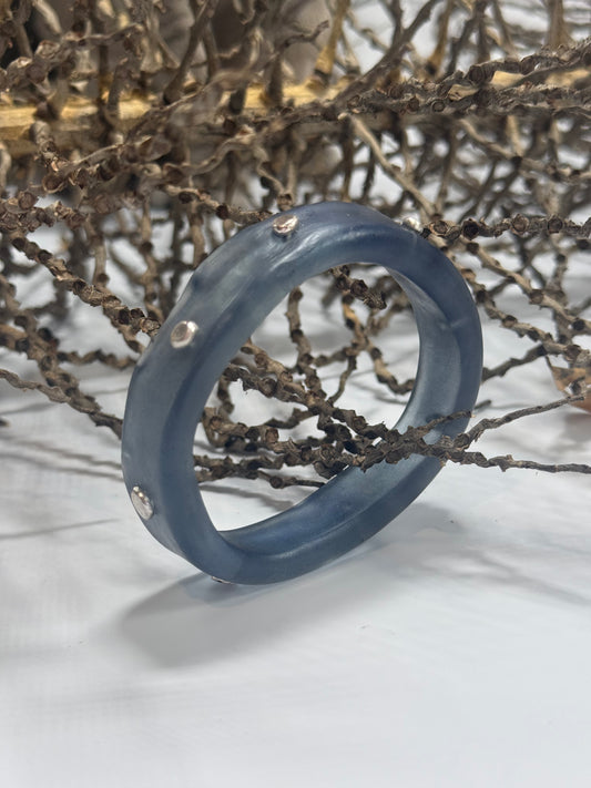 Translucent Navy Blue resin KWD Classic & silver Bangle XS