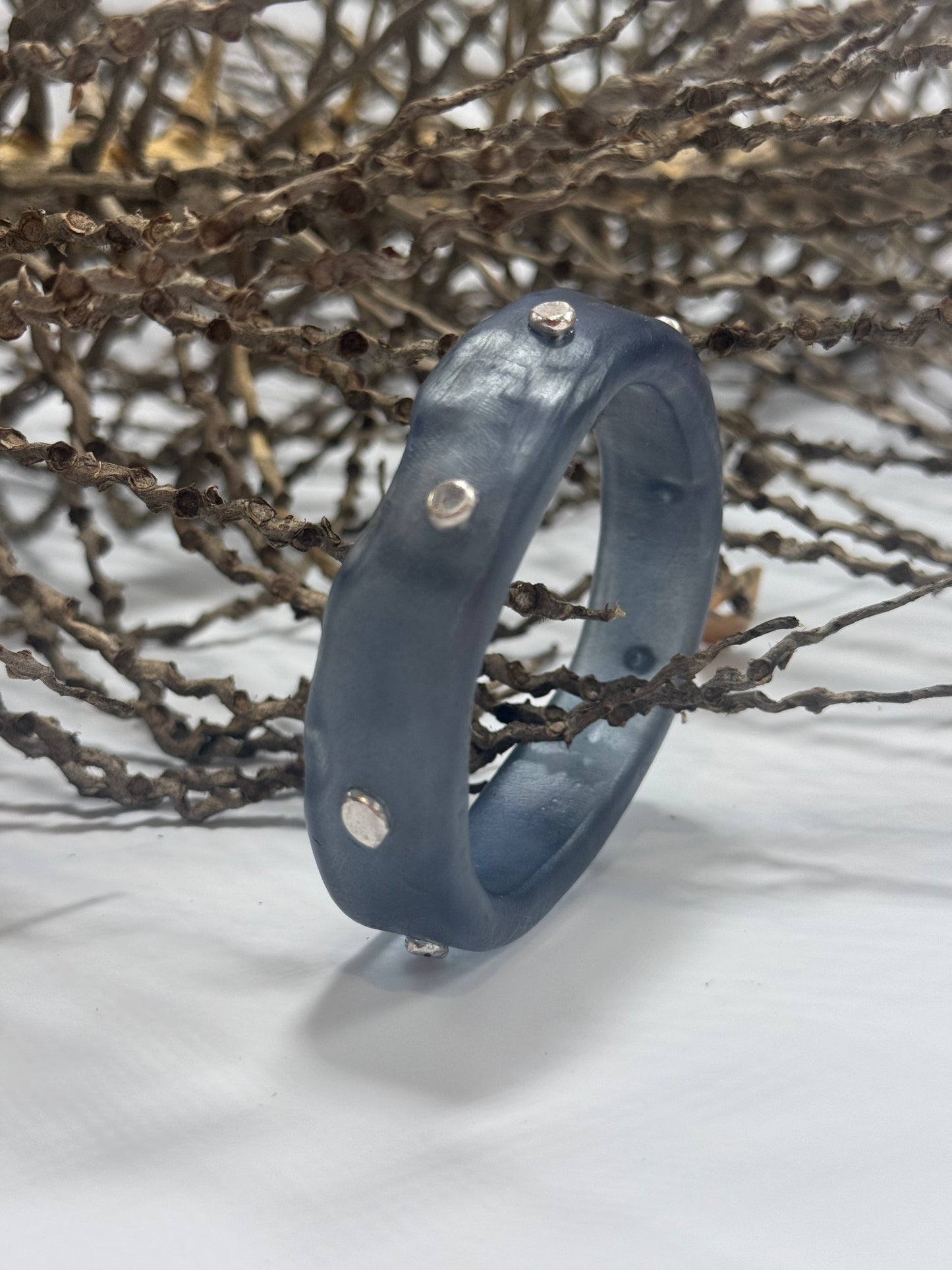 Translucent Navy Blue resin KWD Classic & silver Bangle XS