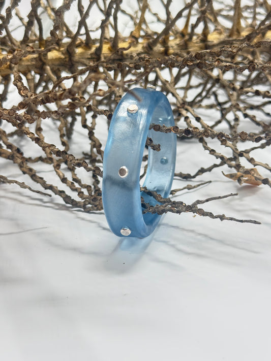 Translucent Pale Blue resin KWD Classic & silver Bangle XS