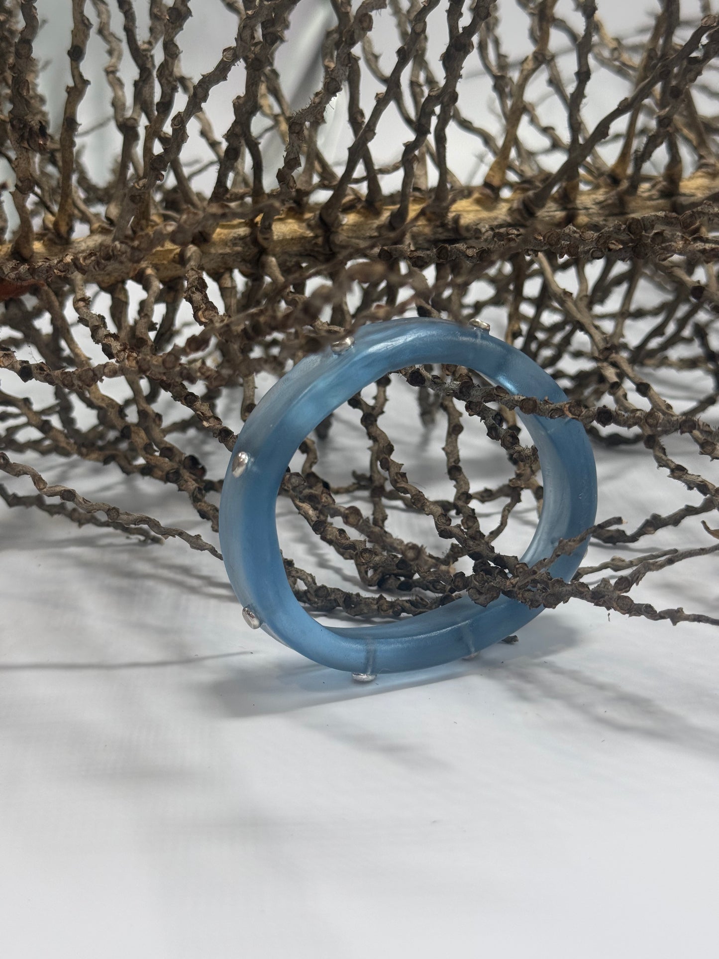 Translucent Pale Blue resin KWD Classic & silver Bangle XS