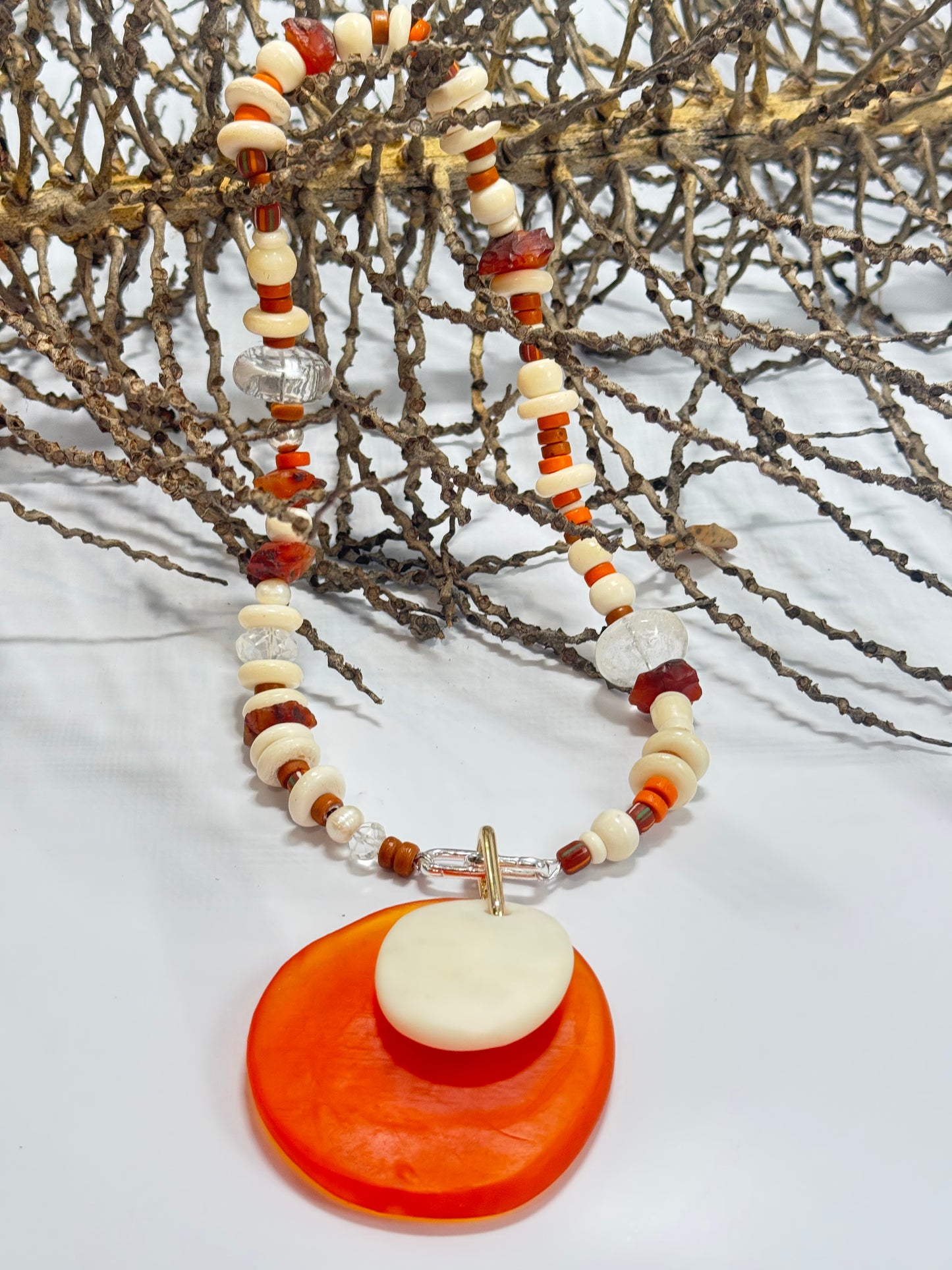 Semi Precious stone  Necklace with removable resin pendant
