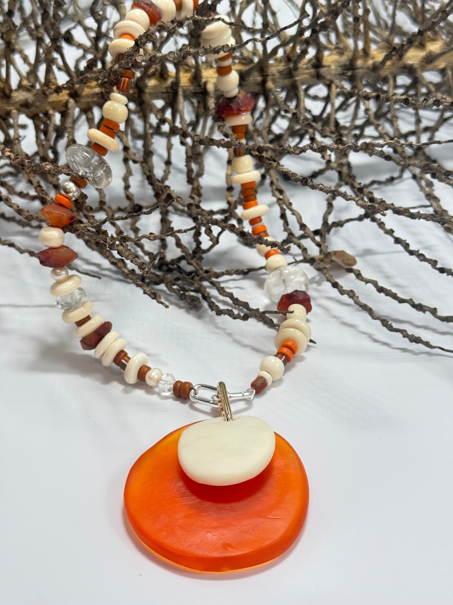 Semi Precious stone  Necklace with removable resin pendant