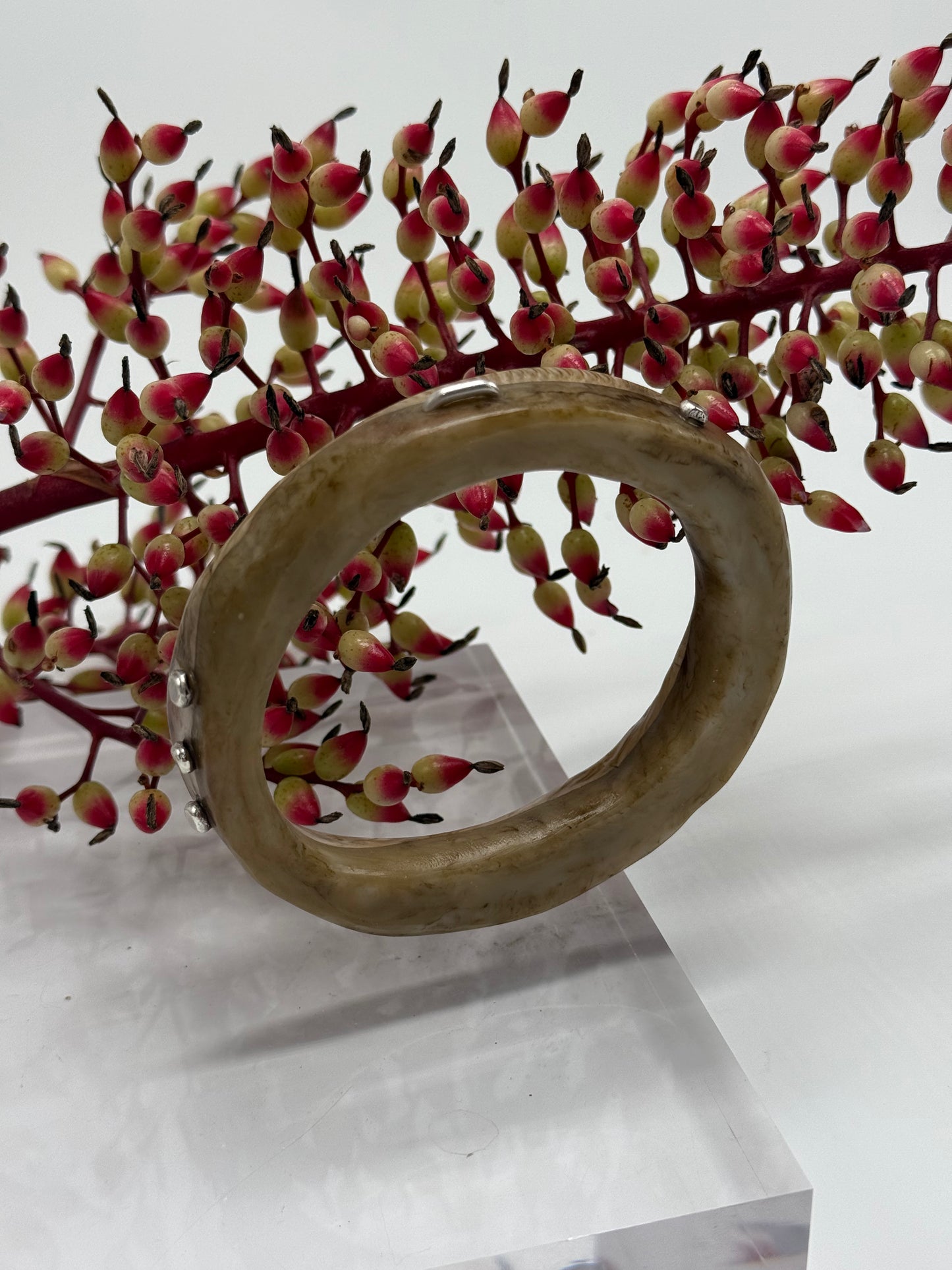 Coffee swirl resin with silver rivets 'woopy' bangle