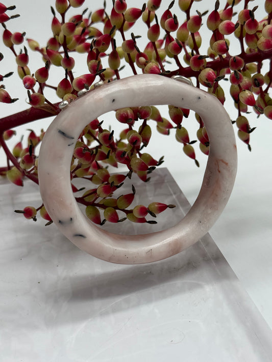 White/brown/black swirl resin woopy bangle - XL