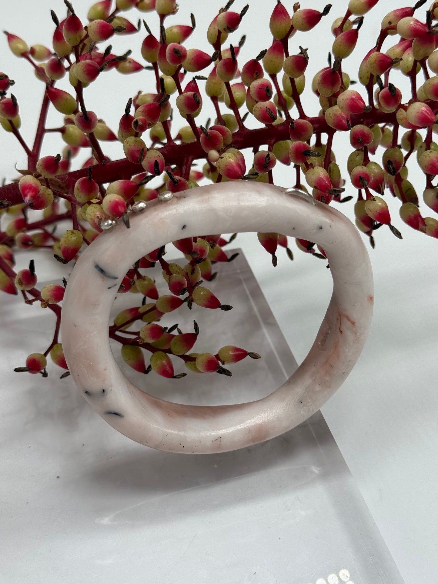 White/brown/black swirl resin woopy bangle - XL