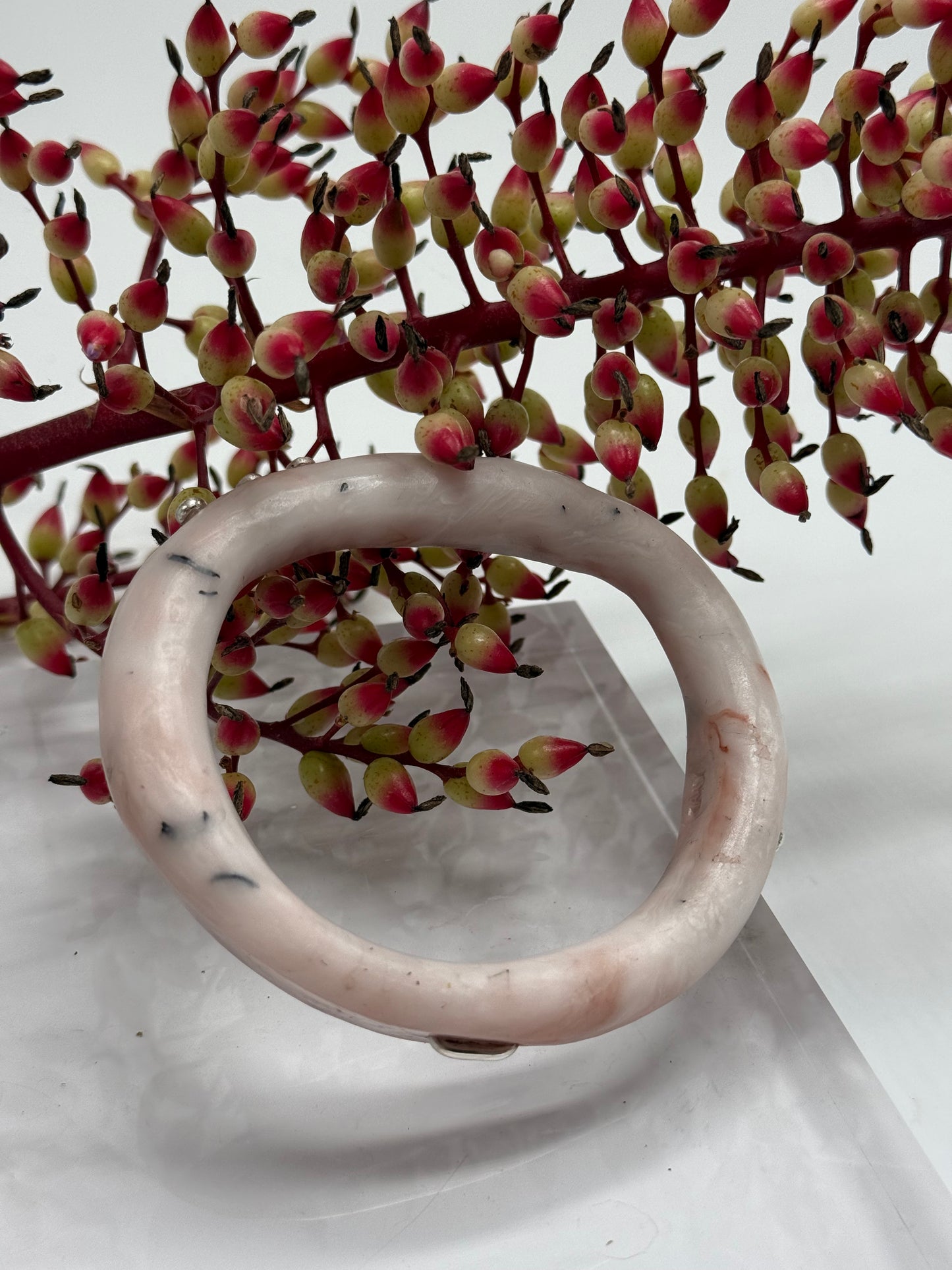 White/brown/black swirl resin woopy bangle - XL