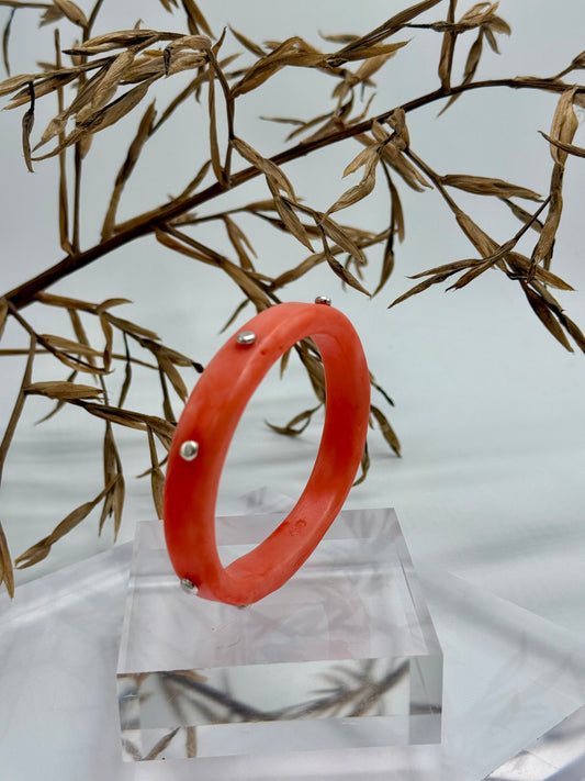 Orange/apricot swirl resin KWD Classic & silver Bangle
