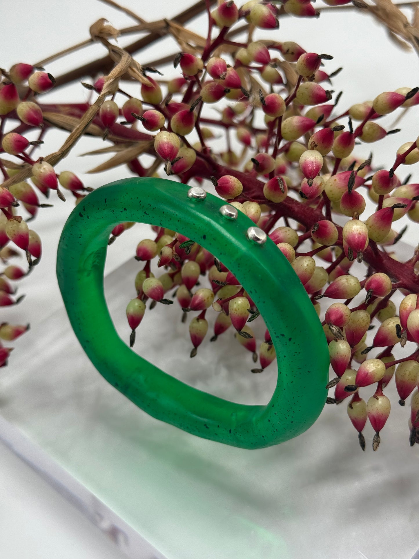 Jade Green resin woopy bangle - XL