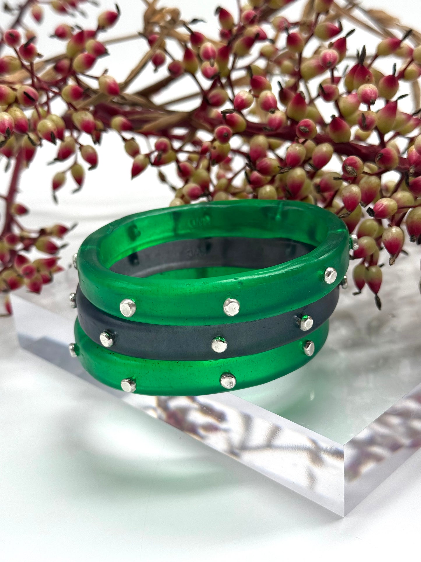 Jade green KWD Classic & silver Bangle