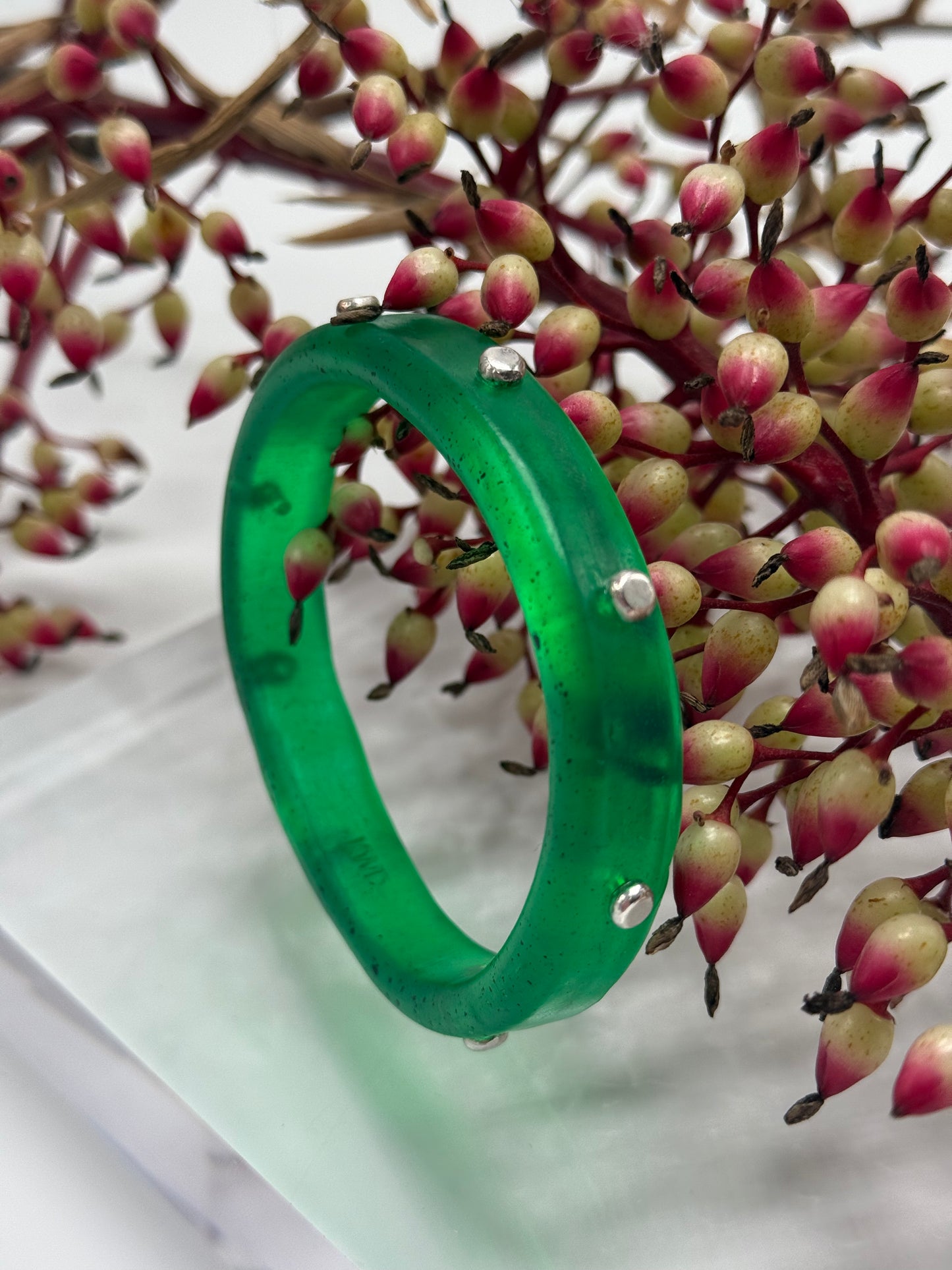 Jade green KWD Classic & silver Bangle