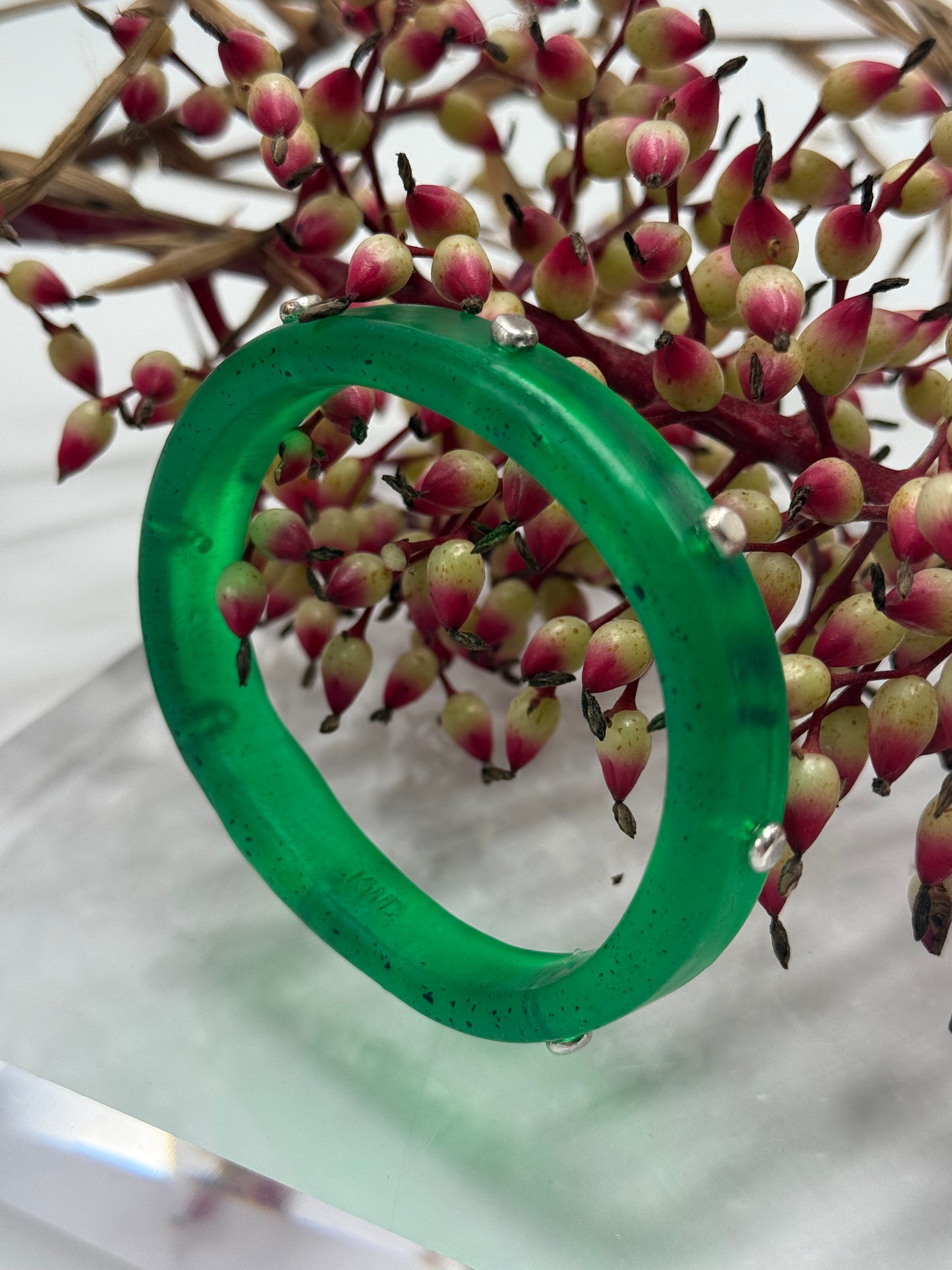 Jade green KWD Classic & silver Bangle