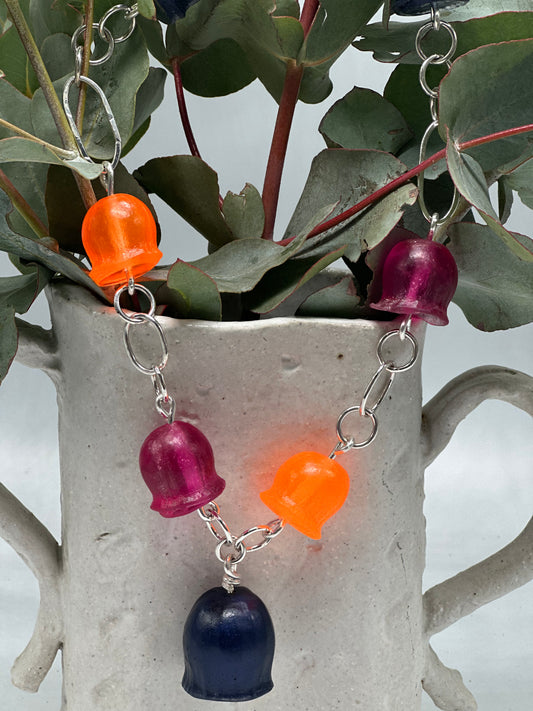 Multi coloured Gum nut resin beads with sterling silver