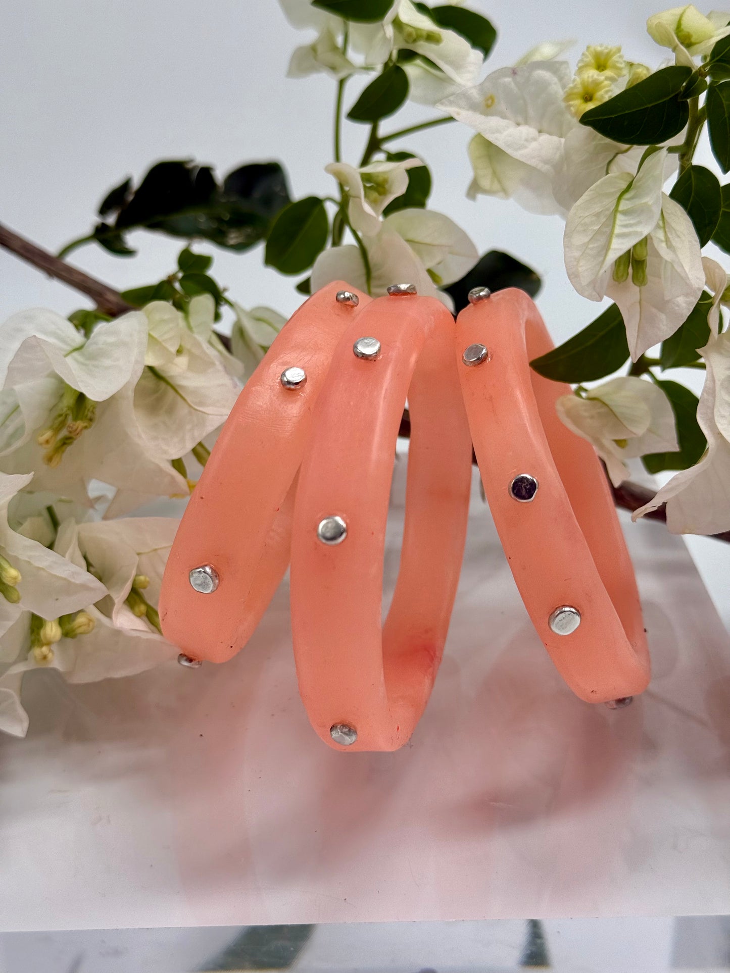 Apricot coloured KWD Classic & silver Bangle