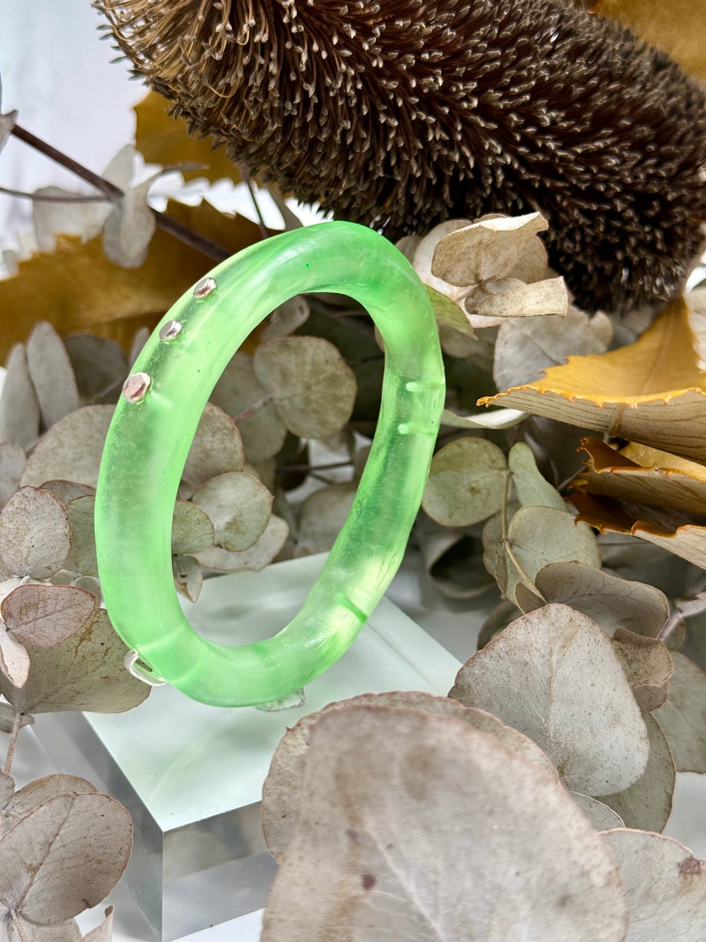 Translucent Lime Green woopy bangle - XL