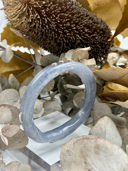 Dusty Blue & white woopy bangle - XL