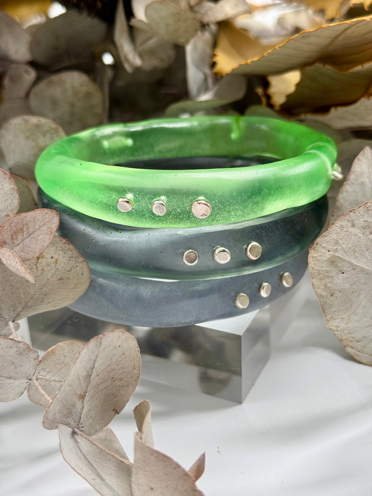 Translucent Lime Green woopy bangle - XL