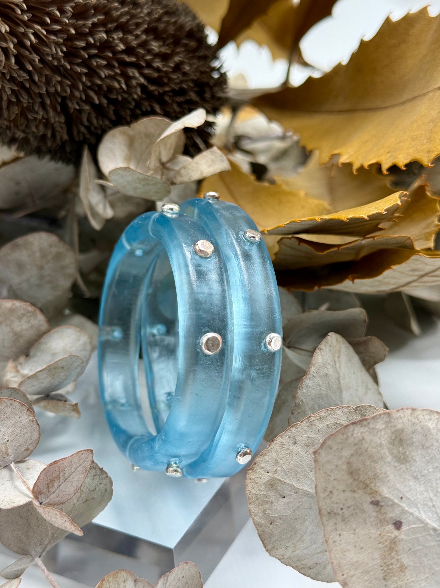 Translucent Blue KWD Classic & silver Bangle