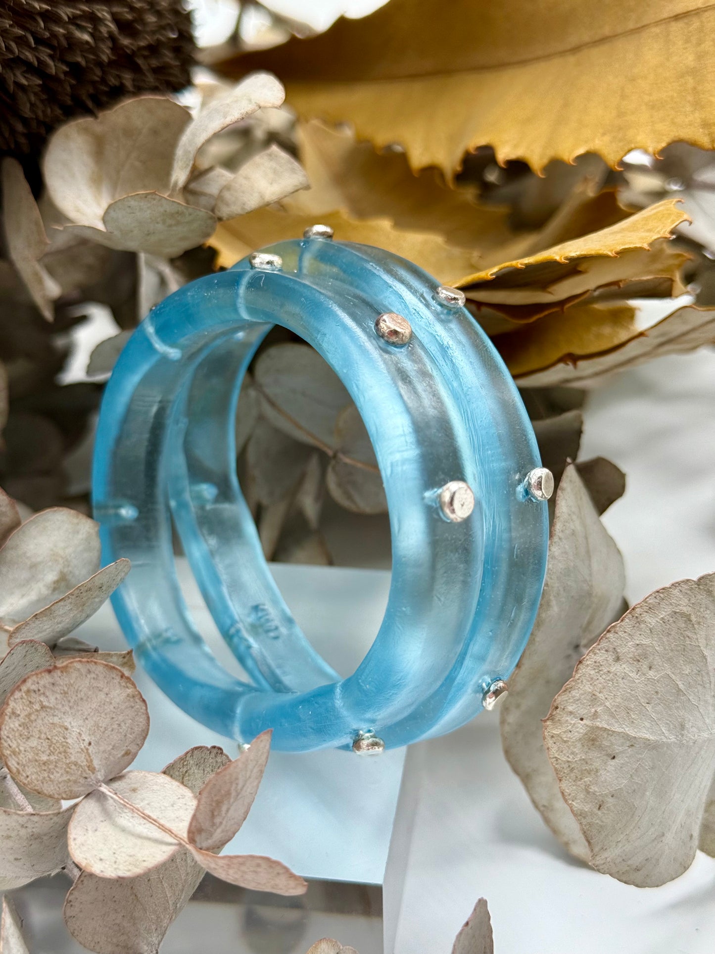 Translucent Blue KWD Classic & silver Bangle