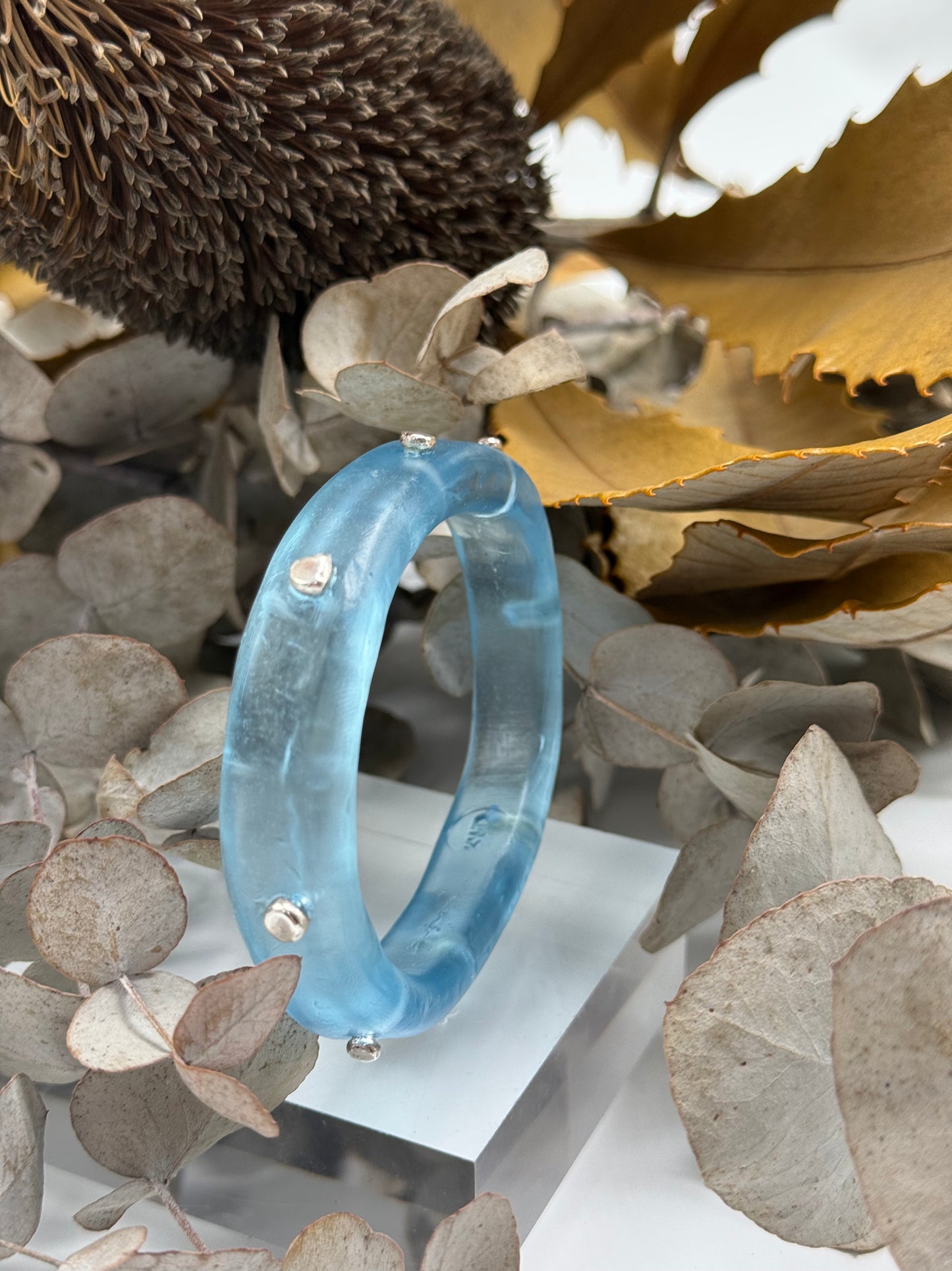 Translucent Blue KWD Classic & silver Bangle