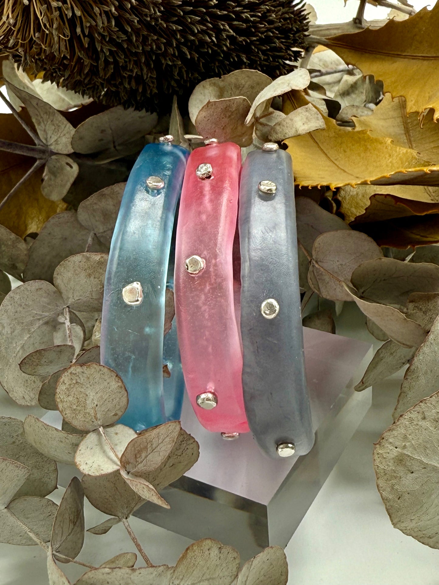 Translucent Blue KWD Classic & silver Bangle