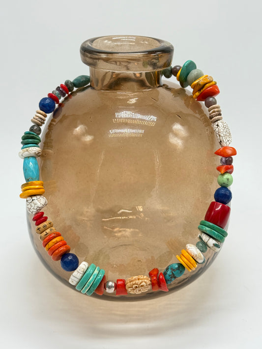 Multi coloured semi precious stones with Sterling silver catch - 'colour fun'