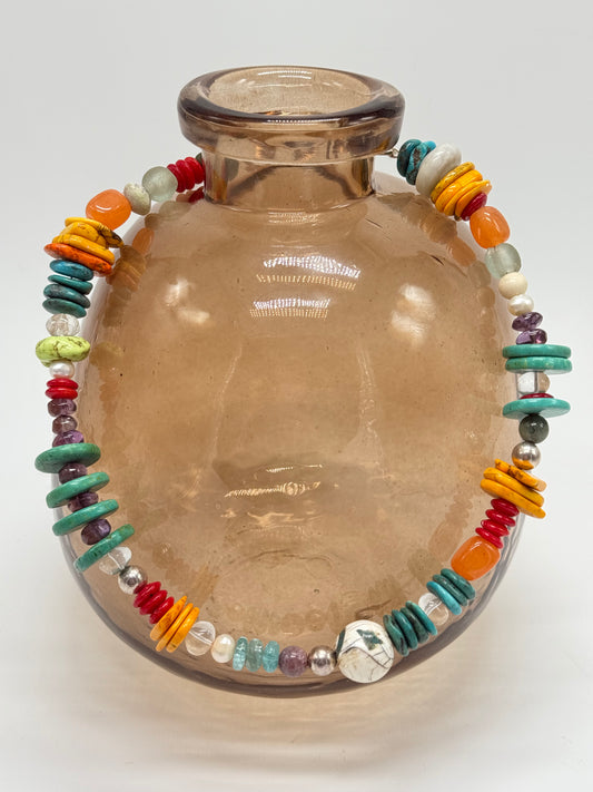 Multi coloured semi precious stones with Sterling silver catch - 'daydreaming'