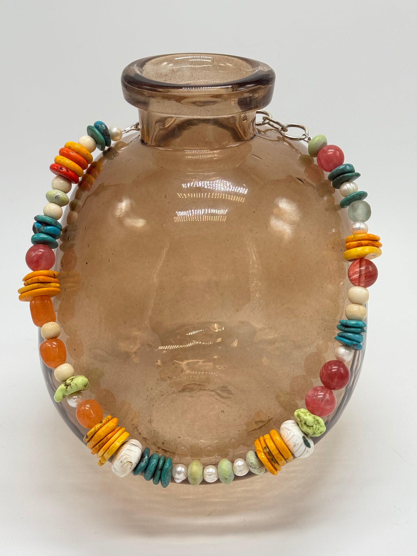 Multi coloured semi precious stones with Sterling silver catch - 'fun & feisty'