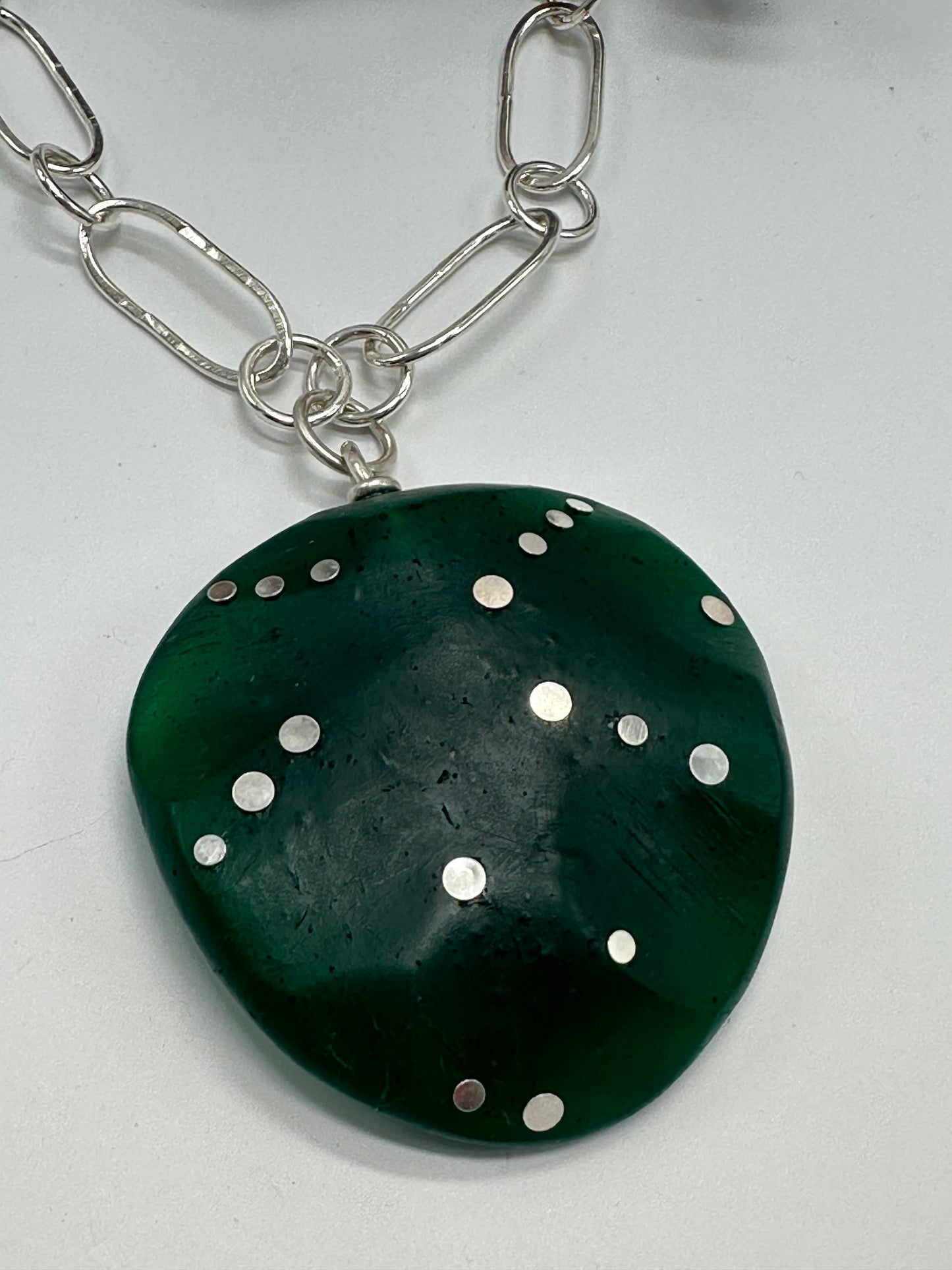 Sterling silver chain with Irregular shaped pendant and silver pins