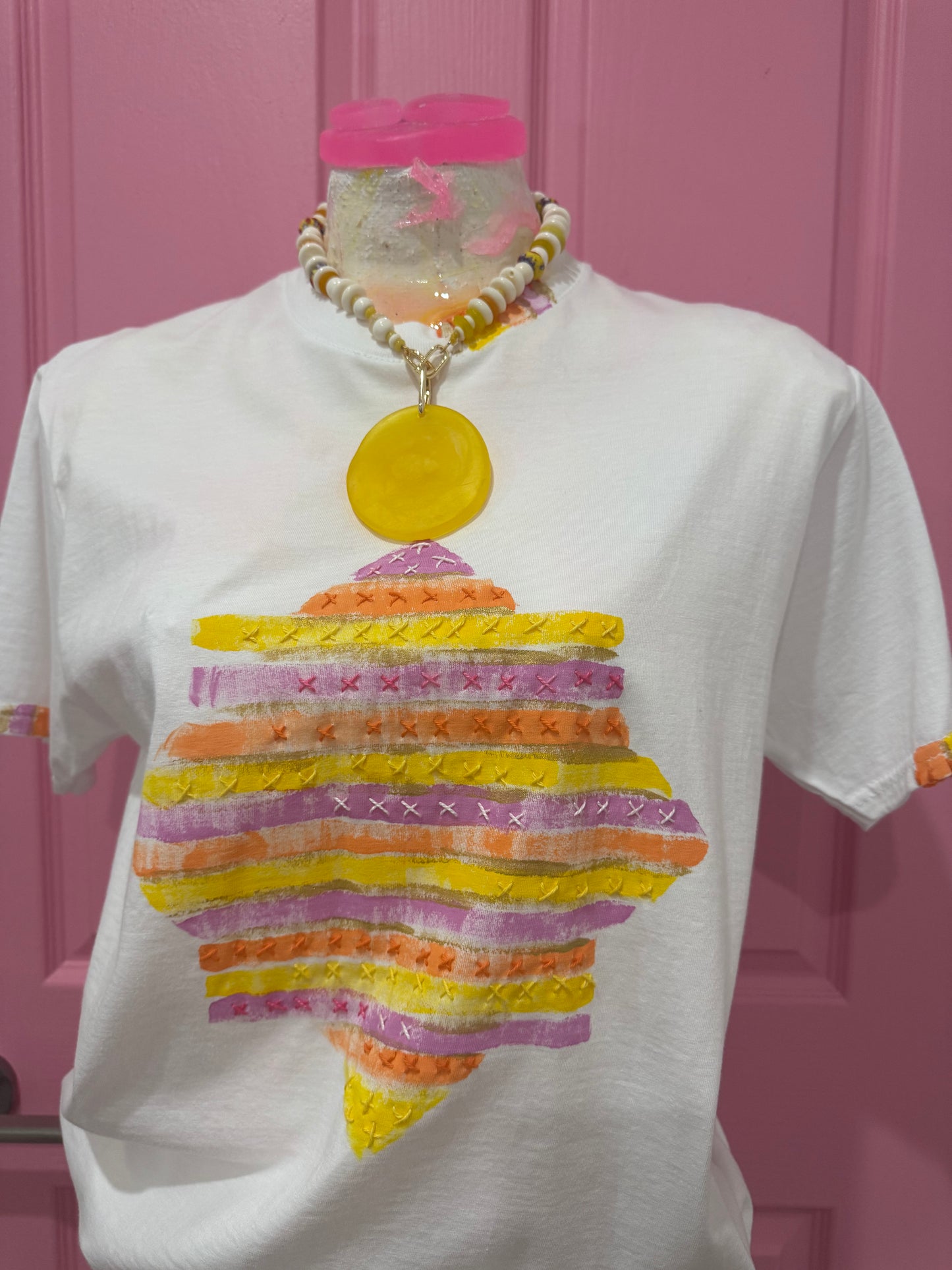 Pink, Yellow & Orange Star t-shirt - size Sml