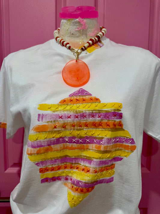 Pink, Yellow & Orange Star t-shirt - size Sml