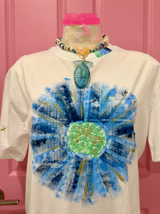 Blue and Green Flower t-shirt - size 10