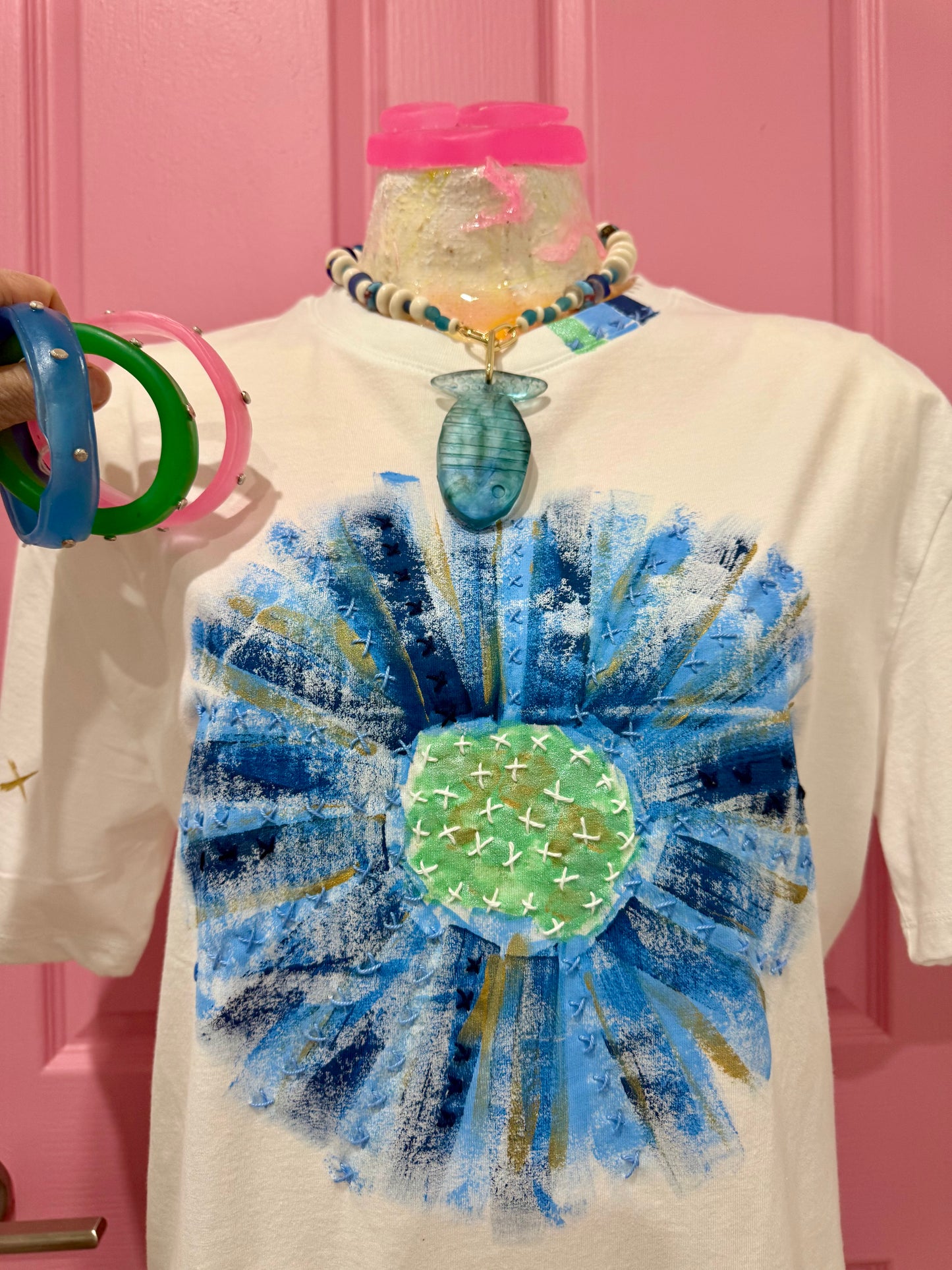 Blue and Green Flower t-shirt - size 10