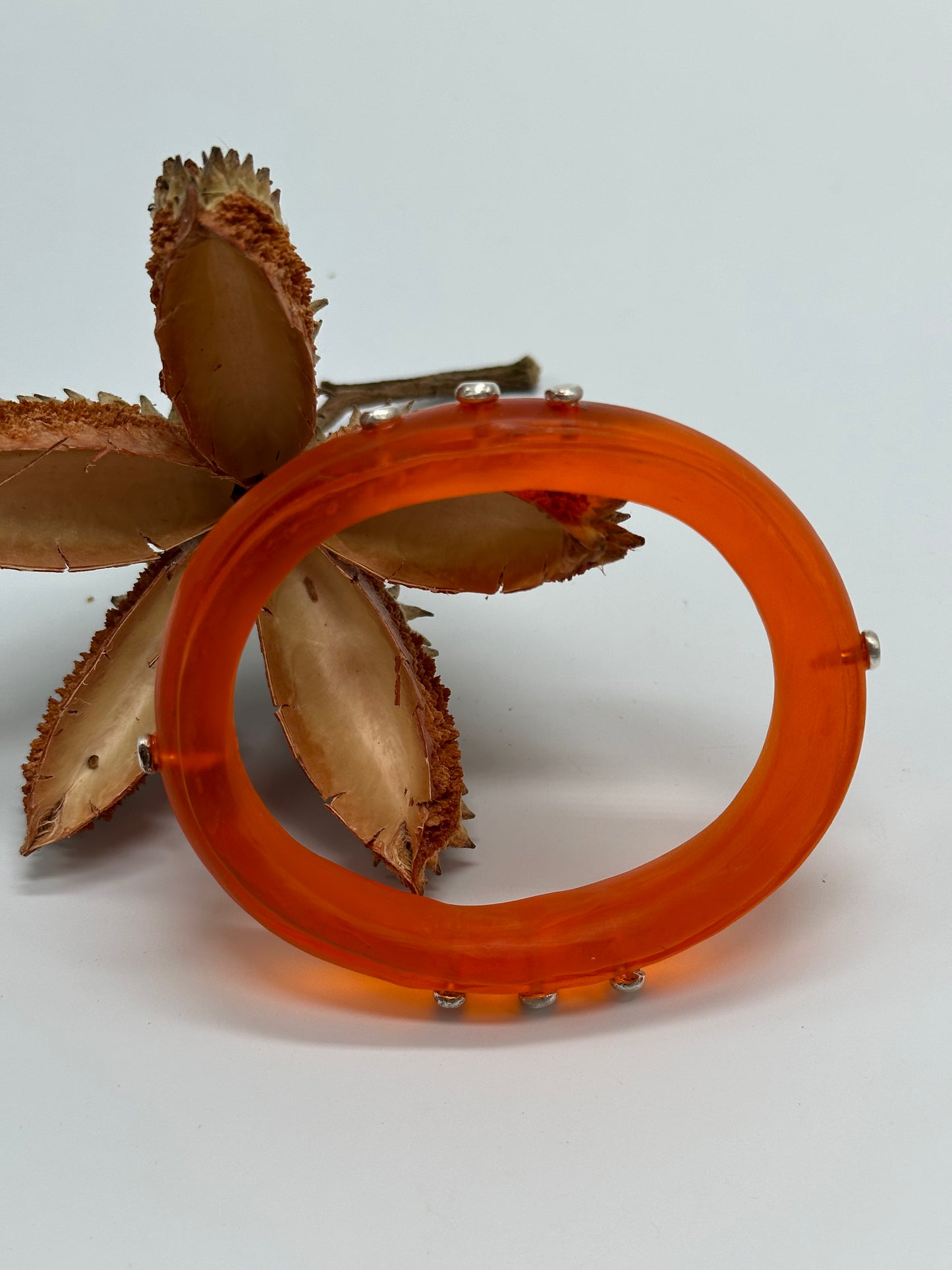 Orange KWD Rim resin bangle with Sterling silver