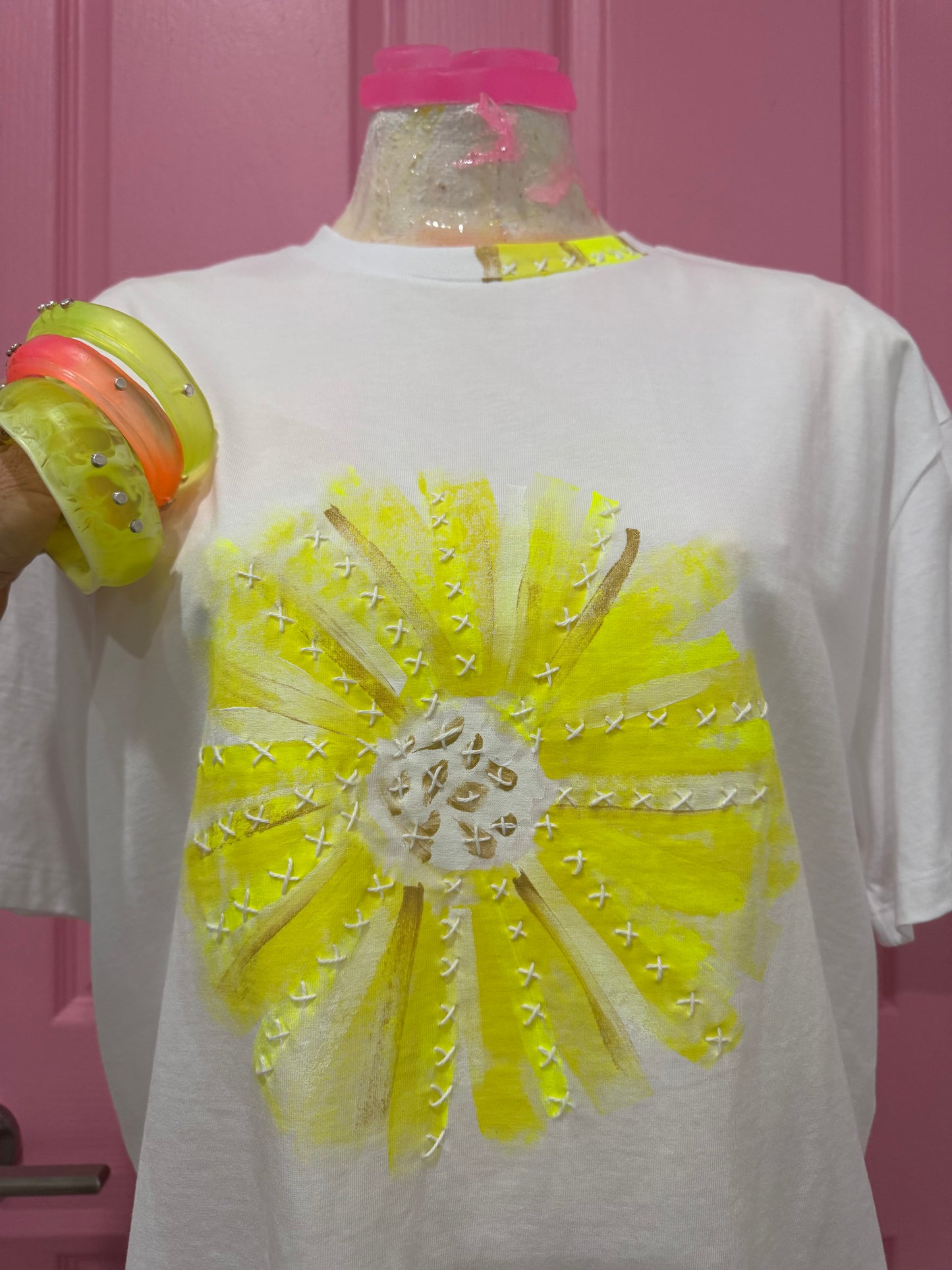 Neon Yellow Flower t-shirt - size 14