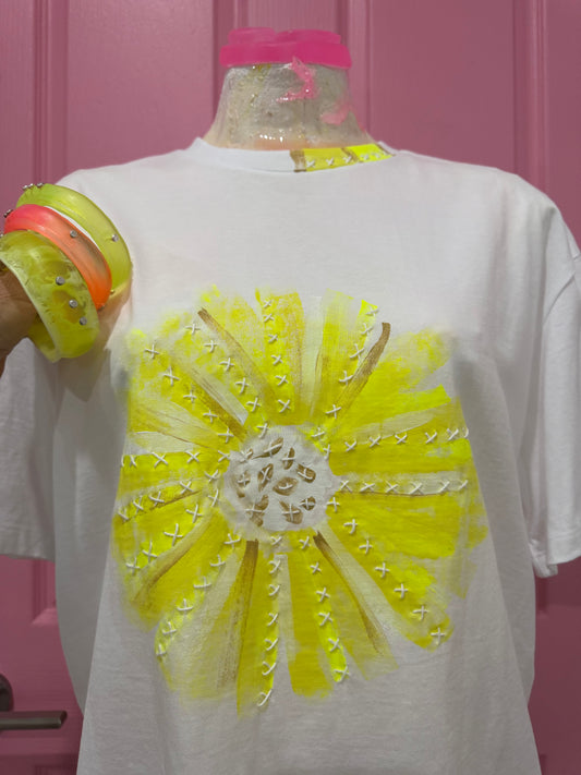 Neon Yellow Flower t-shirt - size 14