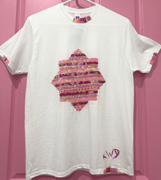Pink striped star  t-shirt - size Sml