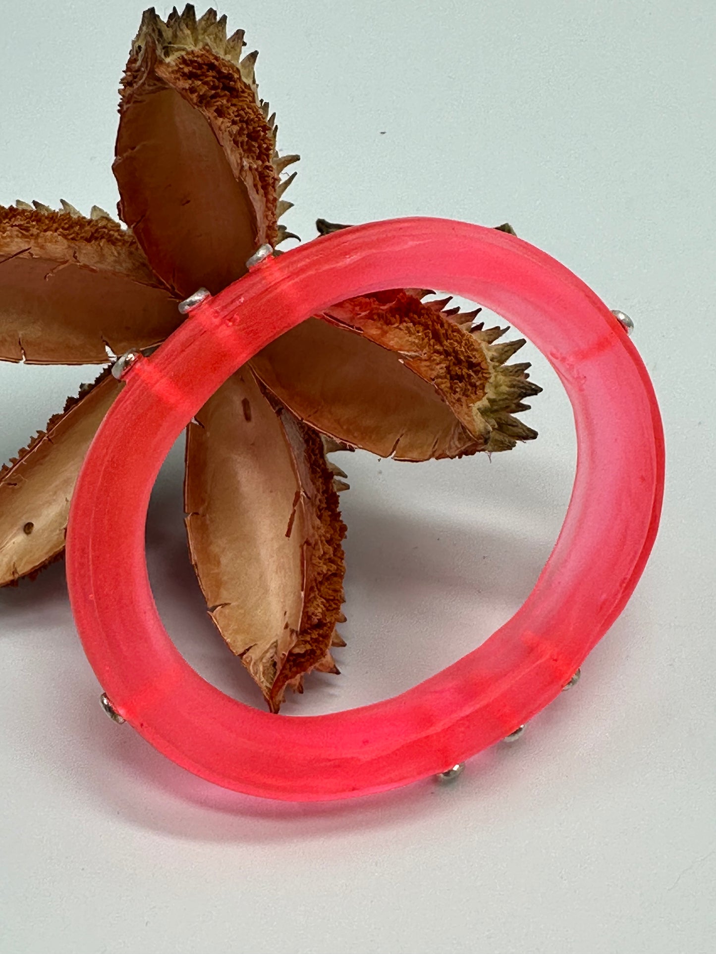 Neon Red KWD Rim resin bangle with Sterling silver