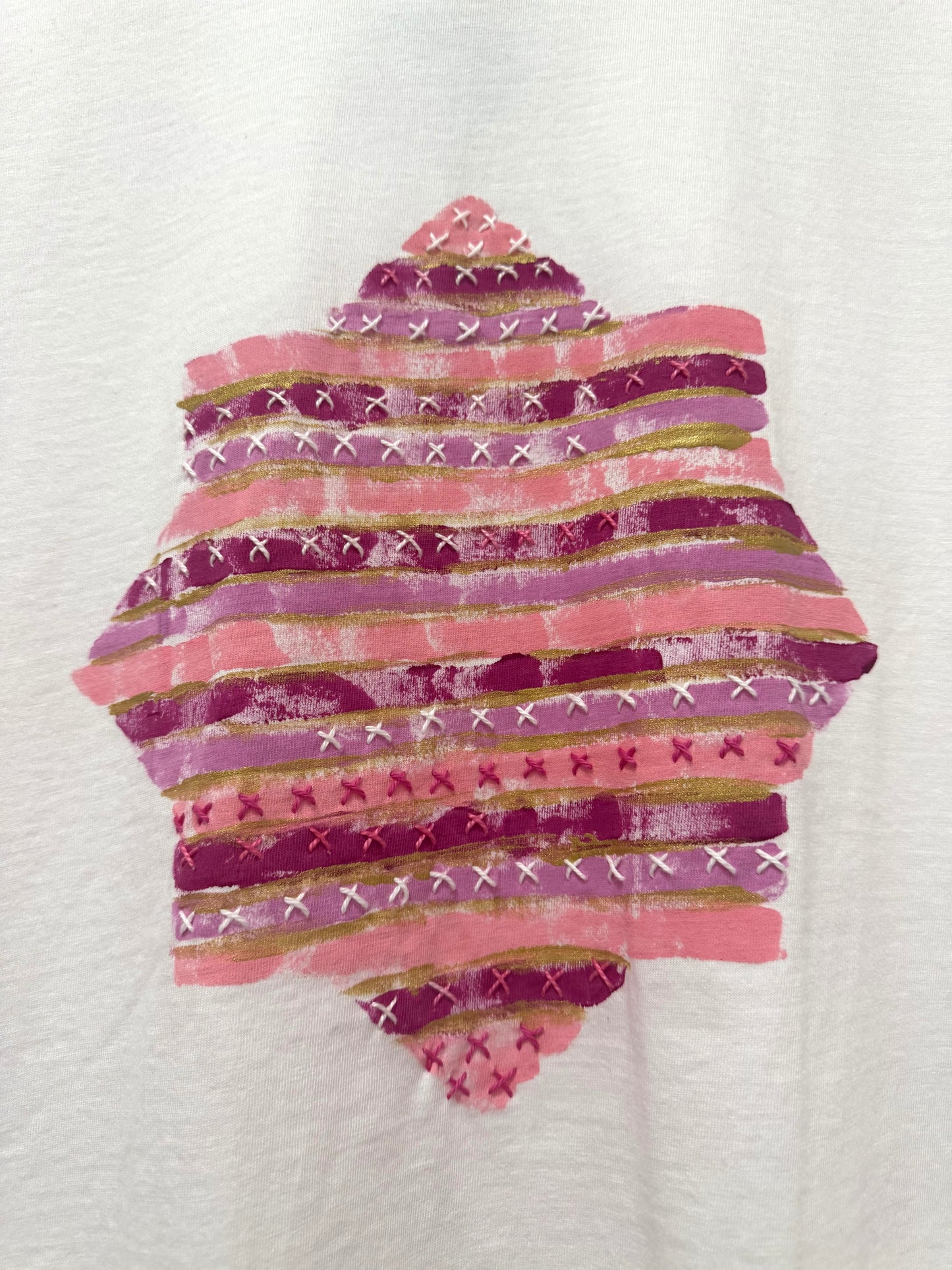 Pink striped star  t-shirt - size Sml
